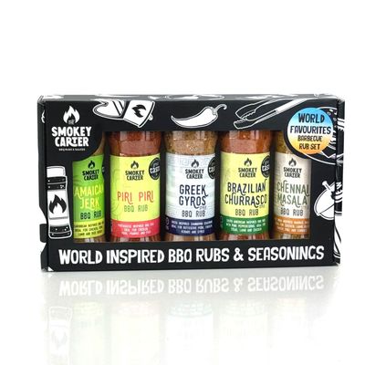 World Favourites BBQ Rub Gift Set, 5 x 100g Barbecue Seasoning Shakers