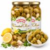 Anjoman Crete Lemon & Coriander Green Pitted Olives 2 x 1L (Pack of 2) Premium Zesty Mediterranean Marinated Olives Fresh & Aromatic Table Olives for Tapas, Mezze & Wine Pairings 2 litres Total