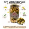 Anjoman Crete Lemon & Coriander Green Pitted Olives 2 x 1L (Pack of 2) Premium Zesty Mediterranean Marinated Olives Fresh & Aromatic Table Olives for Tapas, Mezze & Wine Pairings 2 litres Total view 2