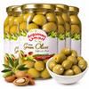 Anjoman Mammoth Green Olives Stuffed with Almond 6 x 1L (Bulk 6-Pack) Premium Extra Large Mediterranean Table Olives Crunchy & Savory Gourmet Cocktail Olives Charcuterie, Martinis & Tapas 6 litres view 1