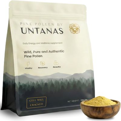 UNTANAS Pine Pollen (100g) - Wild Harvested Natural Pine Pollen - Energy and Vitality Tonic - Muscle Growth - Pineal Gland Supplement