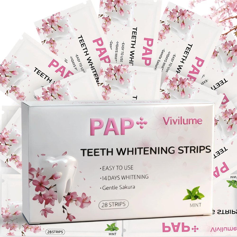 Teeth Whitening Strips 14 Treatments Kit - Teeth Whitener, Peroxide Free, Green White Strips for Teeth Whitening with Arbutin, Coconut Oil, Deep Stains Removal