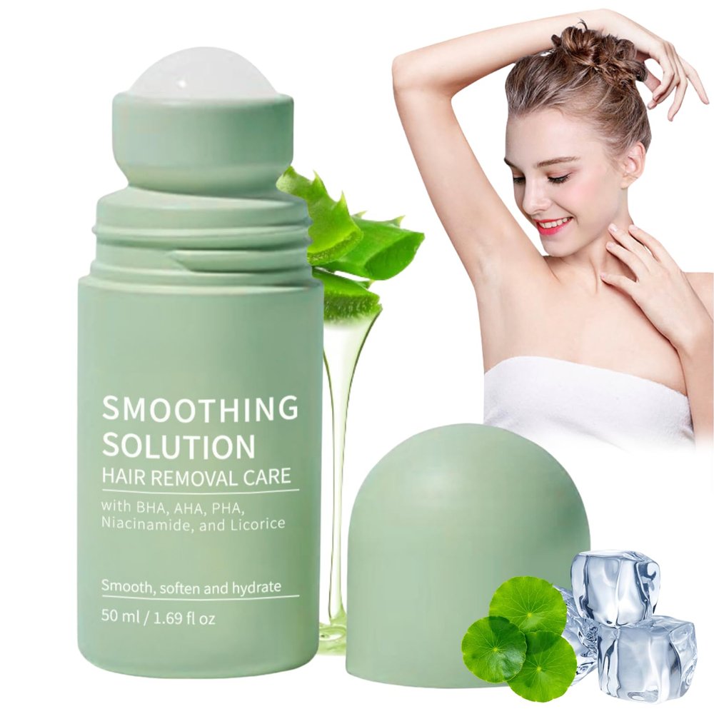 ingrown hair care with BHA, AHA & PHA After Shaving Roller Serum with Niacinamide & Licorice for Men & Women smoothing solution ingrown hair for Underarms & Bikini Line (Green)