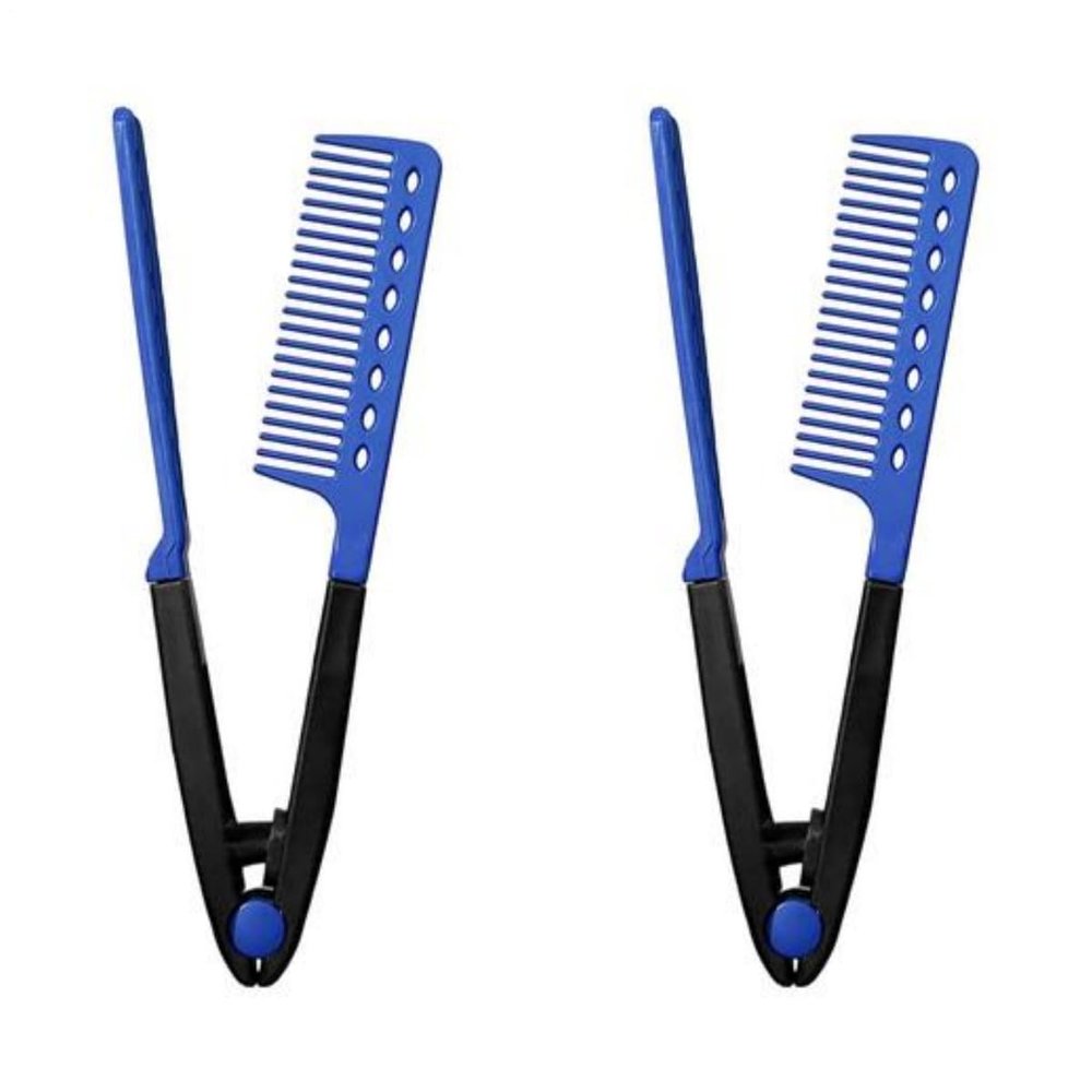 2pcs Professional Hair Straightening Comb, Beard Straightener For Men, Heat-resistant V Type Flat, Cutting Comb Iron Hairdressing Care Styling Tool Wet Dry, Suitable For Afro Hair