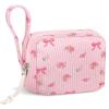 Chicarries Period Bag for Girls, Cute Corduroy Period Kit Tampon Bags for School Small Menstrual Pads Pouches for Purse (Flower bow pink) view 1