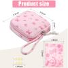 Chicarries Period Bag for Girls, Cute Corduroy Period Kit Tampon Bags for School Small Menstrual Pads Pouches for Purse (Flower bow pink) view 2