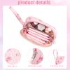Chicarries Period Bag for Girls, Cute Corduroy Period Kit Tampon Bags for School Small Menstrual Pads Pouches for Purse (Flower bow pink) view 3