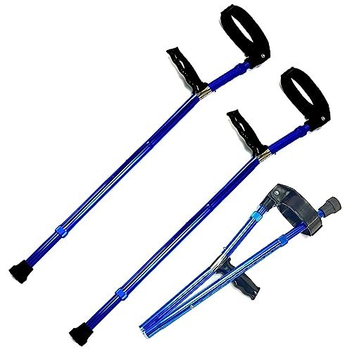 Lightweight Adjustable Forearm Crutches - Folding Aluminum Elbow Crutches with Pivoting Cuffs & Ergonomic Handles for Enhanced Comfort - Durable Support (Pair)