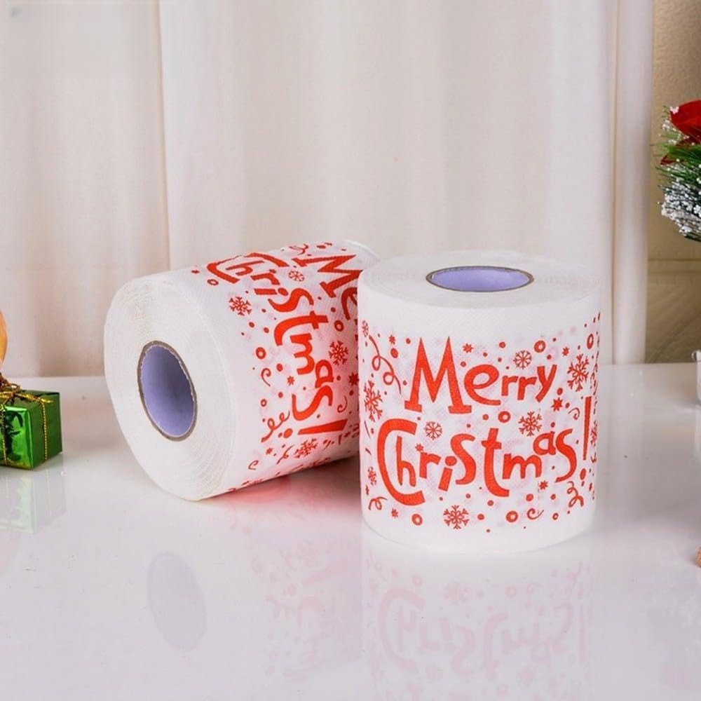Bathroom Toilet Paper Roll with Christmas Santa Design for Seasonal Decoration in Residential and Business Settings (C)
