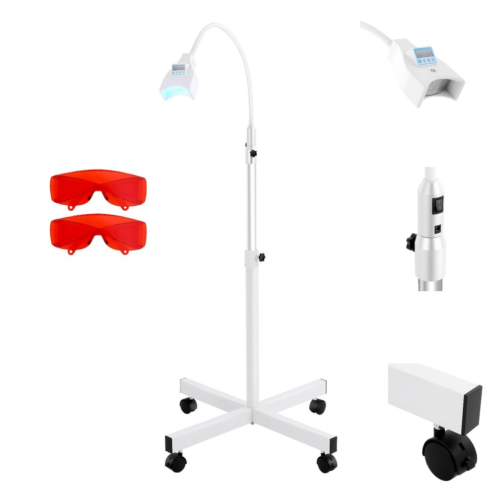 Cold Light Mobile Teeth Whitening Machine, Led Blue Lights, Adjustable Height, Timer of 10-59 Minutes