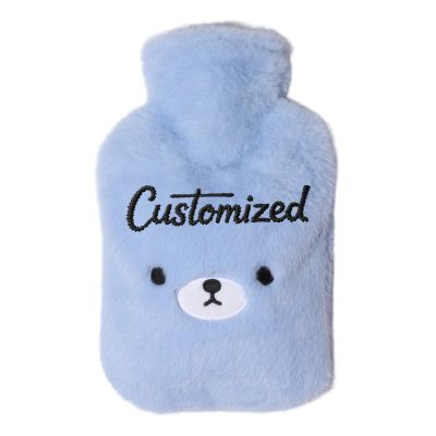 Personalised Hot Water Bottle with Plush Cover & Customized Pictures, 2 Liters, Unique Cosy Nights & Gifts, Relieves Body Aches & Pains (Sky Blue)