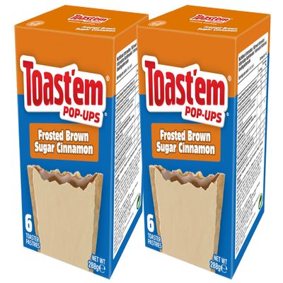 Toast'em Pop-Ups Frosted Frosted Brown Sugar Cinnamon 288g x 2 Packs | 6 Toaster Pastries per Box | Toaster Pastries | American | Similar to Pop Tarts