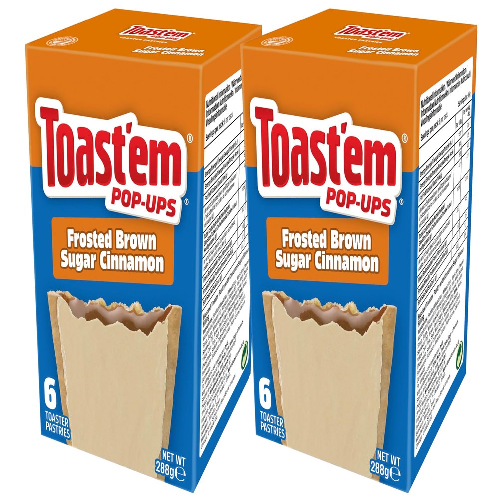 Toast'em Pop-Ups Frosted Frosted Brown Sugar Cinnamon 288g x 2 Packs | 6 Toaster Pastries per Box | Toaster Pastries | American | Similar to Pop Tarts