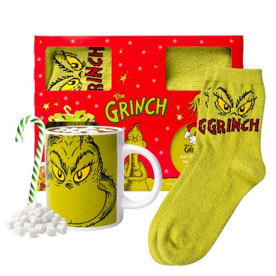 Grinch Hot Chocolate Gift Set, Ceramic Mug & Fluffy Socks