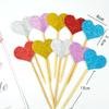 100 Pcs Heart Cupcake Toppers Rustic Paper Picks Wedding Engagement Party Decorations Birthday Cake Picks Valentines Anniversary Dessert Supplies (Gold) view 2