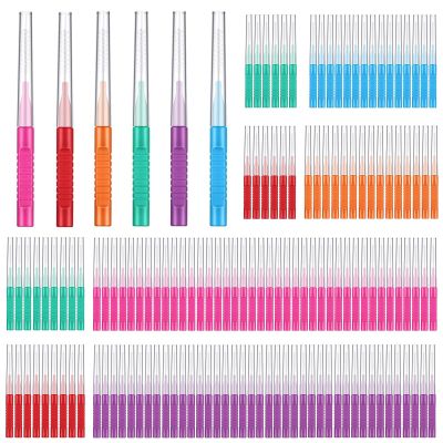 100 Pcs Interdental Brush, 5 Sizes Toothpicks Tooth Flossing Head Oral Dental Hygiene Brush, Mini Teeth Brushes Teeth Cleaner Dental Floss Stick Tooth Cleaning Tool for Braces Oral Cleaning