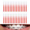 30PCS Red Dental Brushes Red Interdental Brushes R ed Brushes Floss Brus hes R ed Interdental Brush ES Interdental Floss Picks for Between Teeth Toothbrush and Oral Gums view 1