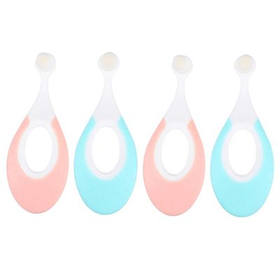 OUNONA 4pcs Baby Tooth Brush Set with Soft Bristles for Gentle Oral Care, Deeply Cleans Gums and Interdental Spaces, Lightweight and Portable Pp Pbt Material for Babies First Teeth