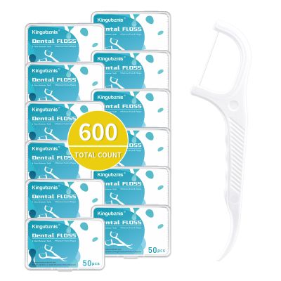 600 Count Dental Floss Picks Non-Slip Grip Handle,Non-Breakable Tooth Picks flossers Equipped with 12 Portable Boxes,Family Bundle