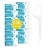 600 Count Dental Floss Picks Non-Slip Grip Handle,Non-Breakable Tooth Picks flossers Equipped with 12 Portable Boxes,Family Bundle view 1
