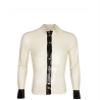100% Natural Latex Gummi Handmade Men's Long Sleeve T Shirts with Front Button Up Tops,White,L view 1