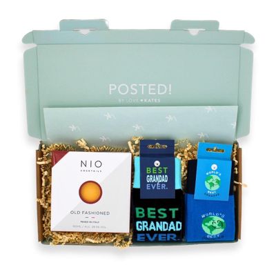 POSTED! Grandad Cheers To You Letterbox Gift Includes Nio Cocktails & Socks - By LK - Unique Design, Letterbox-Friendly, Grandfathers, Father's Day Gift, Socks