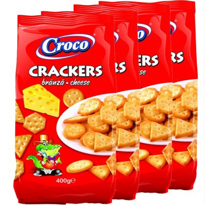 Africa Select Croco Crackers Biscuits Branza Romanian Cheese-Flavoured Crackers 400g (Pack of 4)