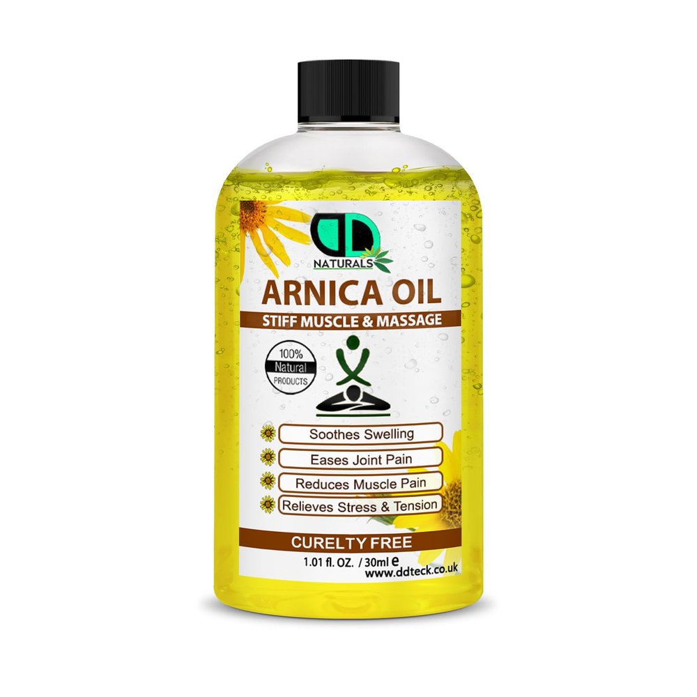 100% Natural Arnica Massage Oil Pain Relief for Muscles & Joints Soothes Stiffness, Relieves Stress and Tension & Improves Circulation & Skin Health (30ml)