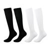 Compression Socks for Women & Men Travel Flight Compression Stocking Breathable Knee High Support Varicose Veins Socks for Athletic Running Maternity Pregnancy Nurses (Black+White, L/XL) view 1