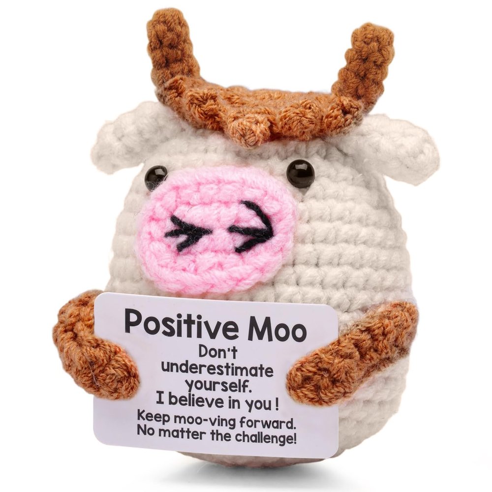 Bafiwu Highland Cow Gifts for Women,Handmade Positive Crochet Moo Animals