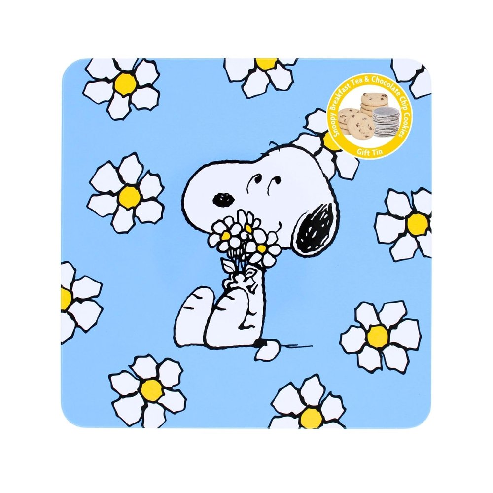 Peanuts Snoopy Breakfast Tea & Chocolate Chip Cookies Gift Tin Collectable Gift - Infinity Brands - Nostalgic Gift, Heartfelt Expression, Reusable Tin, Charming Keepsake