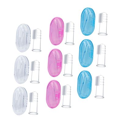 FOMIYES Baby Finger Toothbrush Set for Babies and Young Boys and Girls 9pcs Made of Silicone with Storage Boxes, Easy to Store and Reusable, Oral Cleaner and Teething Brush
