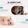 Beatifufu Box Leather Storage Business for Eyeglasses and Trips Travel Mirror Portable Black Sunglasses Case with, Small Light Two-in-one Design view 3