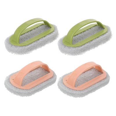 LABRIMP 4pcs Grip Cleaning Brush Set Manual Tool Crevice Cleaner Soft Home Bathroom Handle Brush Ergonomic Handheld Scrub