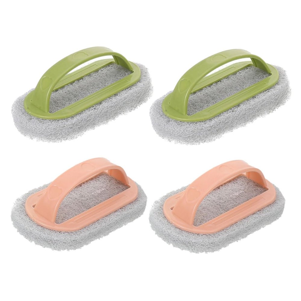 LABRIMP 4pcs Grip Cleaning Brush Set Manual Tool Crevice Cleaner Soft Home Bathroom Handle Brush Ergonomic Handheld Scrub