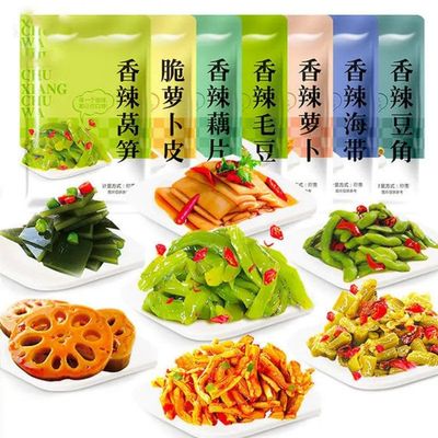 Vegetable Snack Gift Packs,Side Dishes,Dried Radish,Lotus Root Slices,Green Beans,Kimchi,Instant Meal Replacement Foods, Leisure Foods,Vegan,Pickle,Delicious Chinese Snack Gifts (100 Packs)