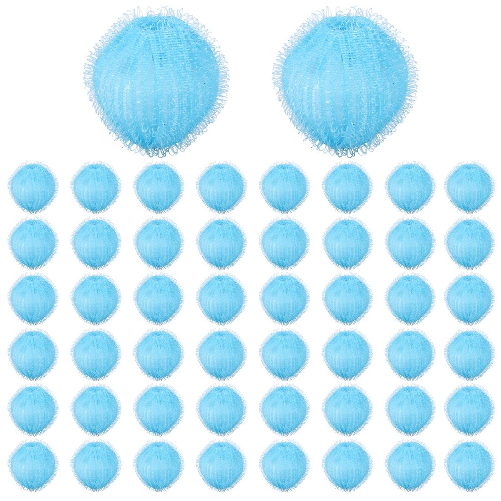 50 Pcs Laundry Balls Pet Hair Remover for Washing Machines,3.5cm Reusable Fluff & Lint Remover, Dryer Balls, Pet Hair Catcher for Clothes & Carpet, Dog & Cat Hairs Fuzz Removers(blue)