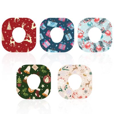 10pcs Adhesive Patches for Dexcom G7, Christmas Breathable CGM Sensor Covers Reindeer Xmas Tree Overpatches Waterproof Sensor Sticker for Dexcom Accessories