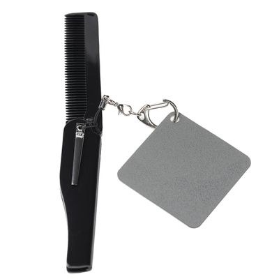 BESTYASH Foldable Beard Comb Keychain with Large Folding Acrylic Comb and Square Mirror for Men Portable Pocket Grooming Travel Fine Tooth