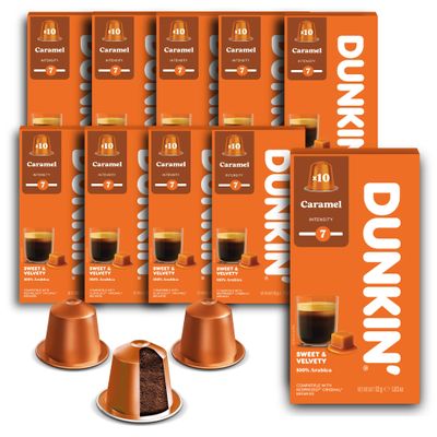 DUNKIN' Caramel Nespresso Compatible Coffee Pods - Sweet & Velvety