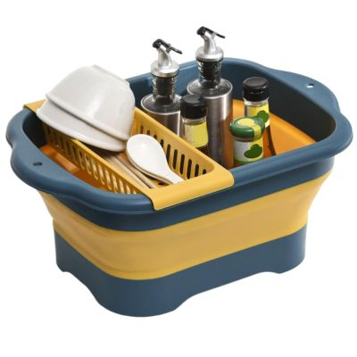 BommFu Sink Bin for Cleaning - Multifunctional Portable Sink with Drain Plug - For Kitchen Camping Household