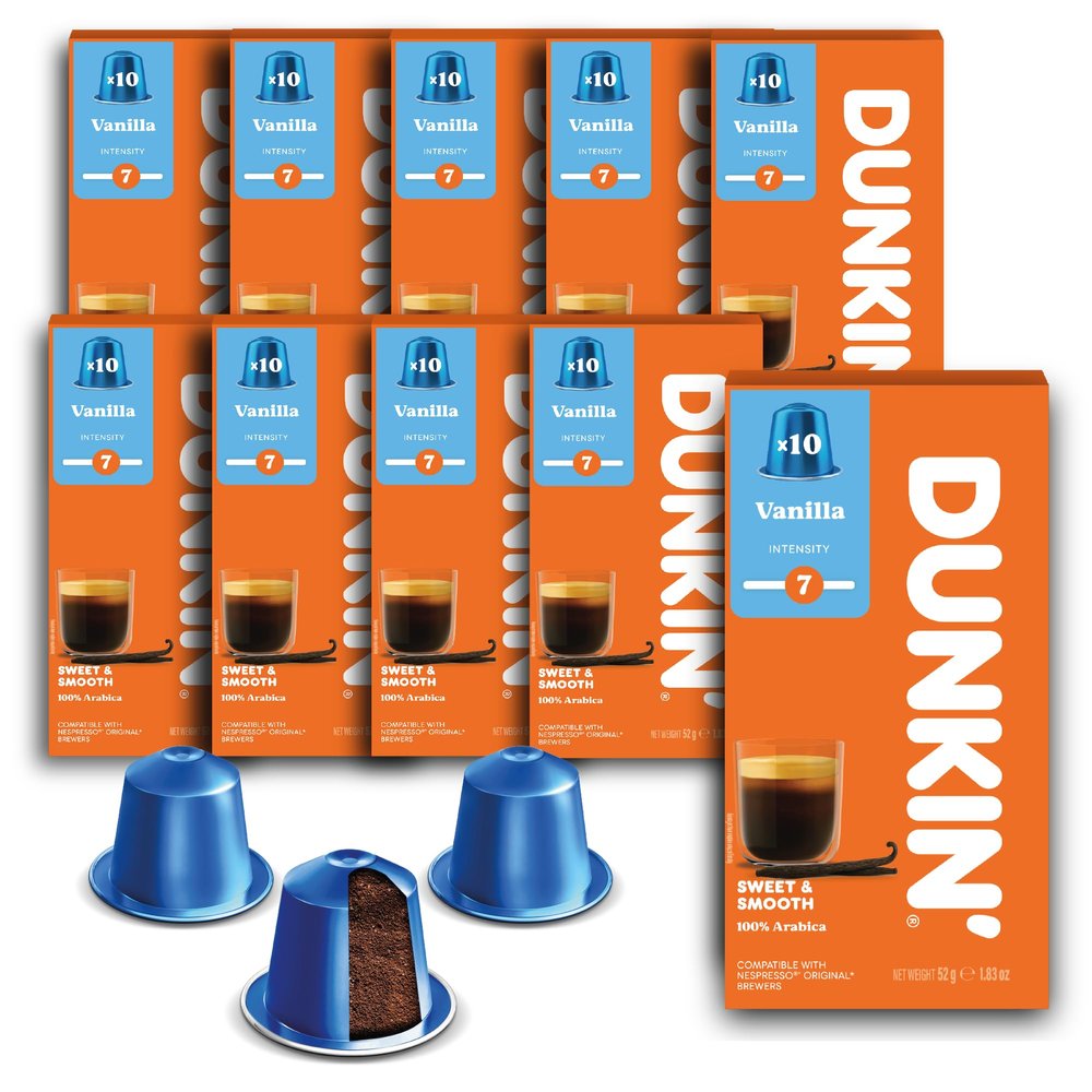 Dark Coffee Vanilla 100 Coffee Capsules | Flavoured Coffee with Fine Vanilla Note | 100% Arabica Beans | Gentle, Sweet & Harmonious | Compatible with Nespresso Capsule Machines