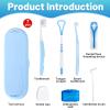 7-in-1 Travel Oral Care Kit with Case Toothbrush, Tongue Scraper, Wisdom Toothbrush, Dental Floss, Floss Threaders, Interdental Brush, Dental Wax, Portable Hygiene Set for Daily Use Travel (Blue) view 2