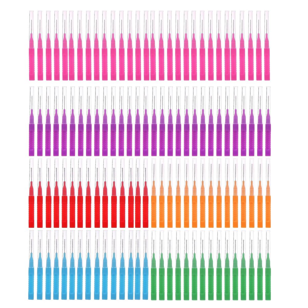 120 Pcs Interdental Brushes, 4 Sizes Soft Dental Brushes, Mini Tooth Picks Brush for Cleaning Gaps Between Teeth (6 Colors)