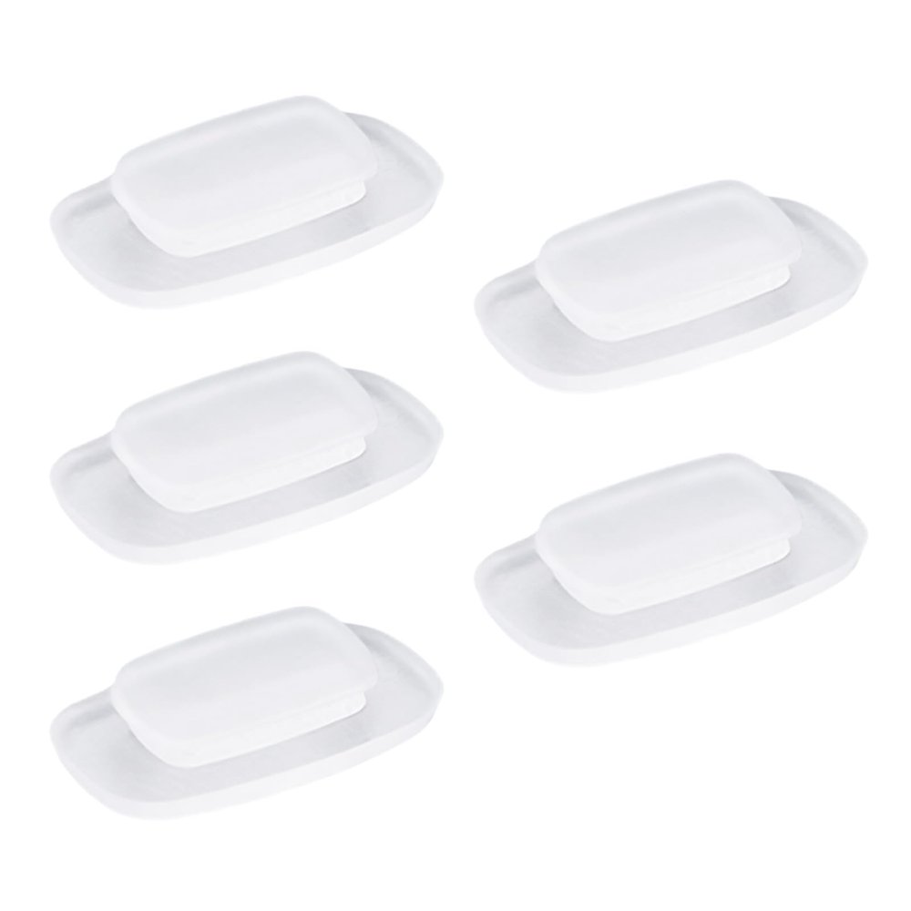 5-Pairs Clear Silicone Nose Pads - Universal Replacement Nosepads for Eyeglasses & Sunglasses, Square/Rectangle Push-Slide Design (Comfort & Anti-Slip)
