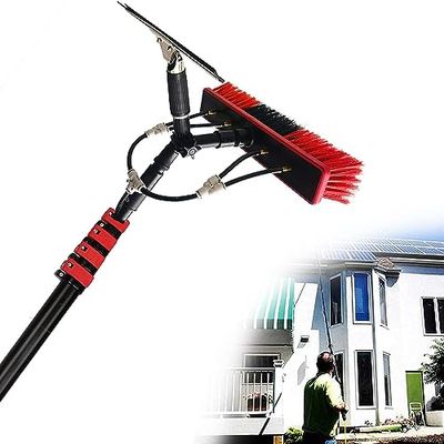11M Telescopic Window Cleaning Pole with Squeegee & 35cm Brush Head - Extendable Water Fed Cleaning Tool for Solar Panels Conservatory Roofs & High Reach Windows