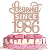 1 Pack Legend Since 1986 Cake Topper Glitter 40th Birthday Cake Pick Happy 40th Cheers to 40 Years Cupcake Decoration for Birthday Anniversary Wedding Party Supplies Rose Gold view 1