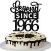 1 Pack Legend Since 1966 Cake Topper Glitter 60th Birthday Cake Pick Happy 60th Cheers to 60 Years Cupcake Decoration for Birthday Anniversary Wedding Party Supplies Black view 1