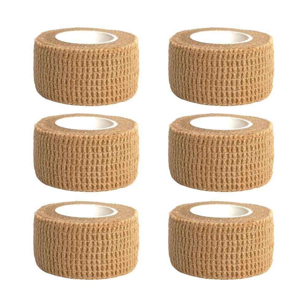 6 Pcs Self-Adhesive Bandage Tape, 2.5cm x 4m Self-Adherent Wrap for Finger & Wrist Support, Sports Protection, Veterinary Use, and Furniture Care (Skin Color)