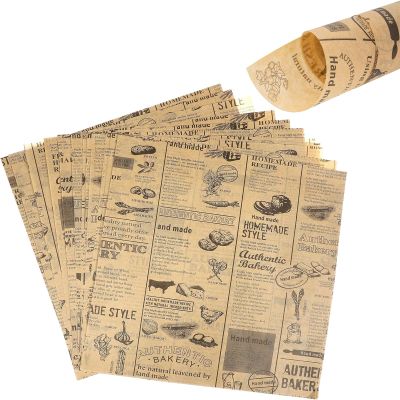 120PCS Old Newspaper Printing Style Greaseproof Wrap Paper,Greaseproof Paper Sheets,Food Burger Papers Wrapping Sheets for Bread Sandwich Fish and Chip(25 x 25 cm)
